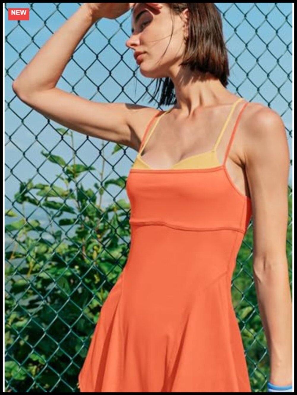 Yanekop Women's Tennis Dress with Shorts & Bra Athletic Romper Mini - Picture 5 of 6